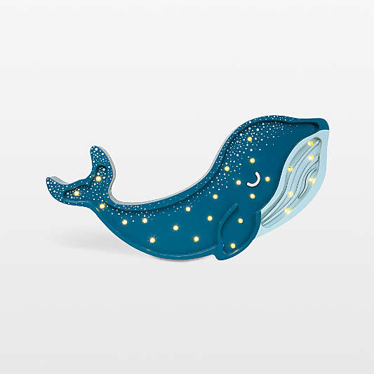 Little Lights Teal Whale Galaxy Kids Wood Table Lamp