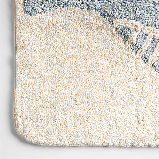 Whale Quarry Blue 100% Organic Cotton Kids Bath Mat