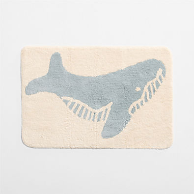 View Whale Quarry Blue 100% Organic Cotton Kids Bath Mat details