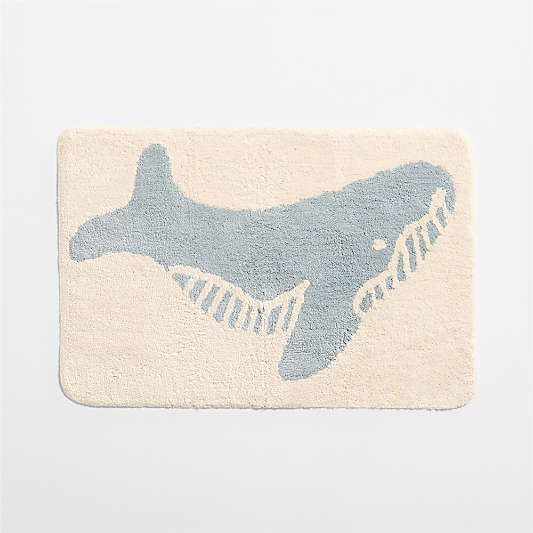 Whale Quarry Blue 100% Organic Cotton Kids Bath Mat