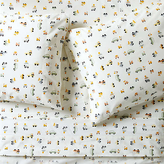 Stay Cool Wheely Cool 100% Organic Cotton Kids Twin Sheet Set