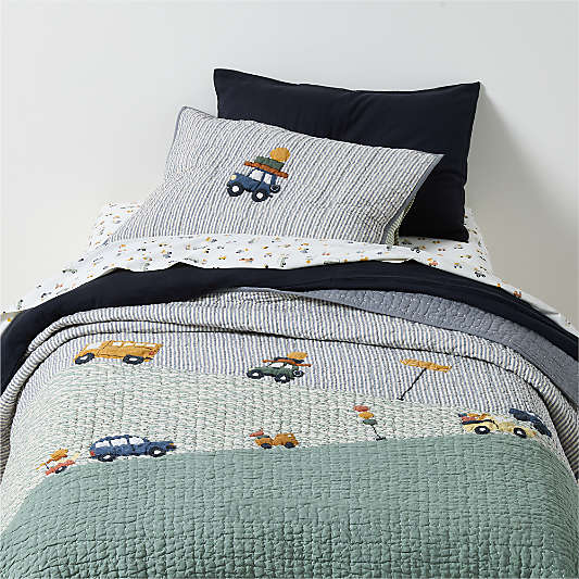 Wheely Cool Embroidered Kids Twin Quilt