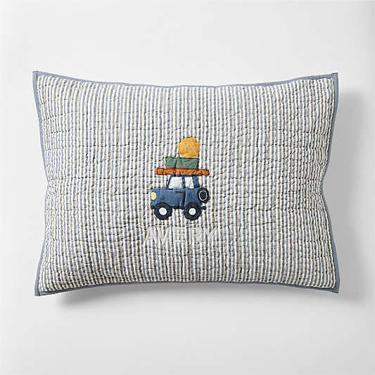 Wheely Cool Embroidered Cotton Kids Pillow Sham
