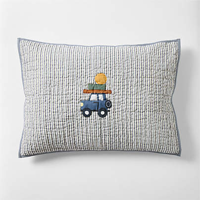 Wheely Cool Embroidered Cotton Kids Pillow Sham