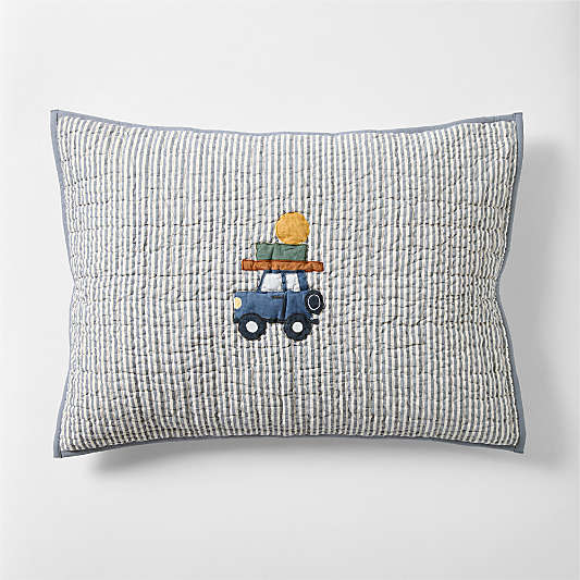 Wheely Cool Embroidered Cotton Kids Pillow Sham