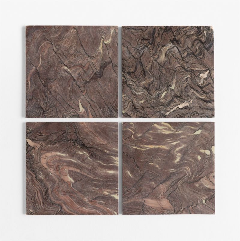 Whelford Brown Oak Wood and Marble 44" Square Coffee Table - image 5 of 6