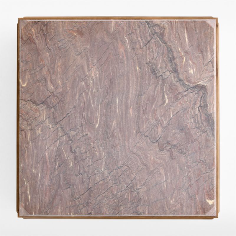 Whelford Brown Oak Wood and Marble 44" Square Coffee Table - image 3 of 6