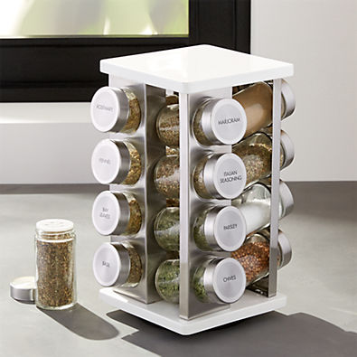 View 16-Bottle White Revolving Spice Rack details
