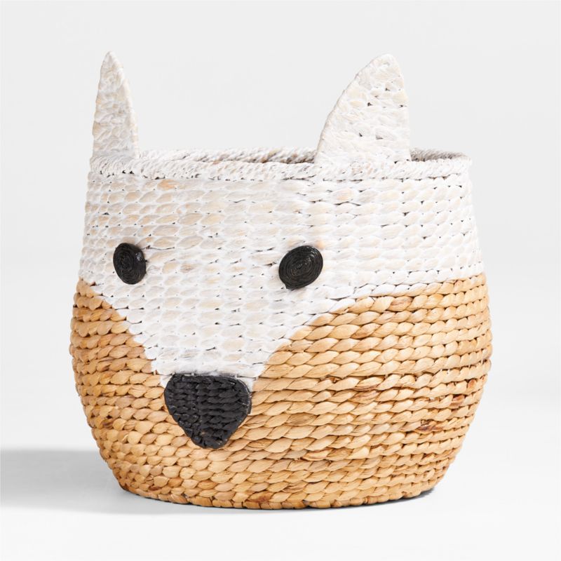 White Arctic Fox Woven Floor Storage Bin - image 5 of 7