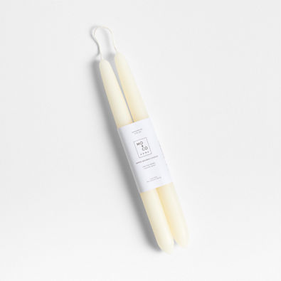 View White Beeswax Taper Candle, Set of 2 details