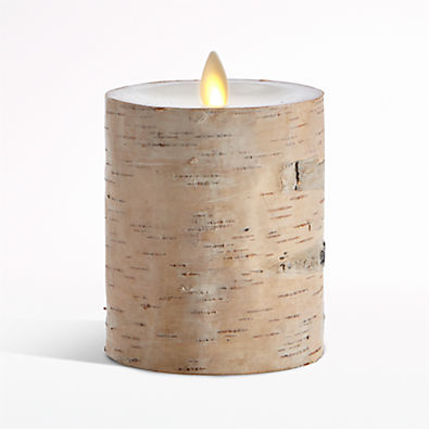 View White Birch 3x4 Flameless Pillar Candle details