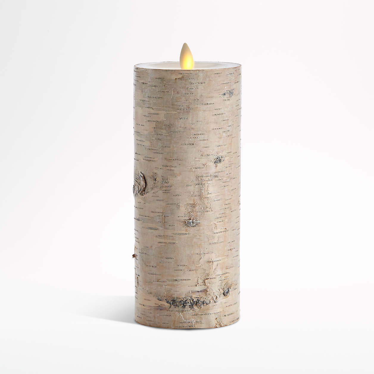 White Birch 3x8 Flameless Pillar Candle + Reviews Crate & Barrel