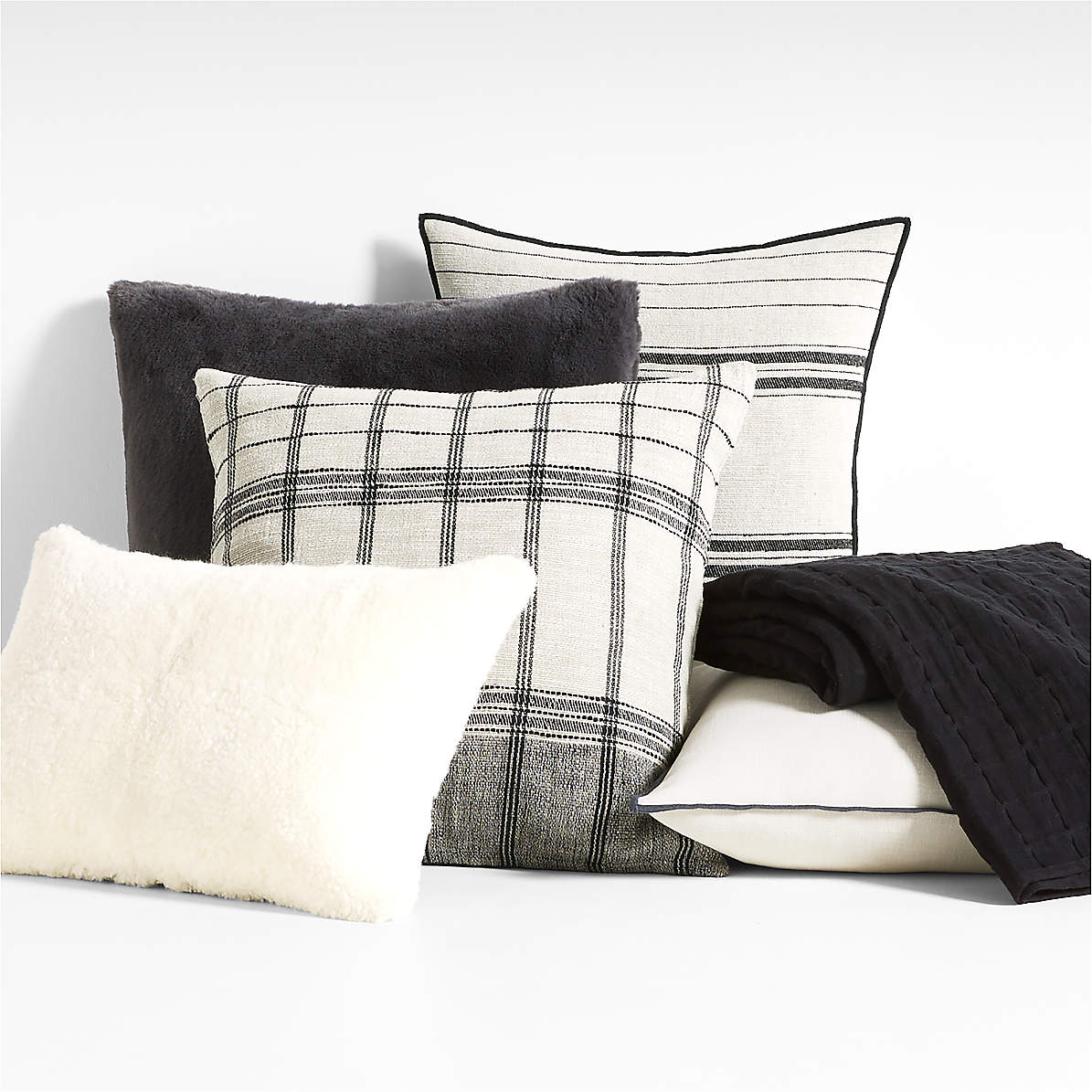 Black grey and white throw clearance pillows