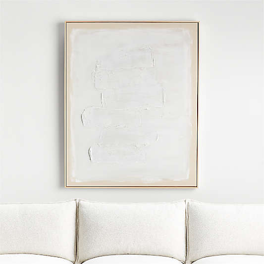 "White Block" Framed Hand-Painted Canvas Wall Art 41"x51"