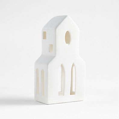 View White Ceramic Holiday Bell Tower details