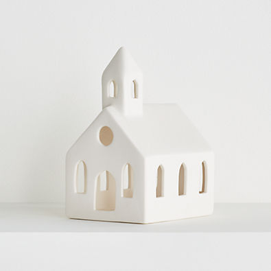 View White Ceramic Holiday Church details