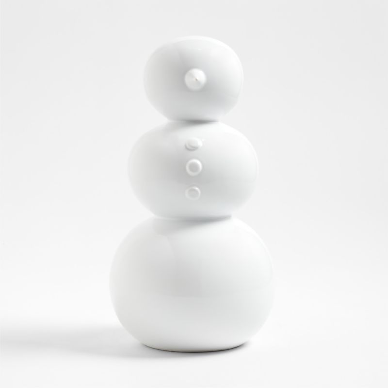 Large White Holiday Ceramic Snowman 14" - image 0 of 6