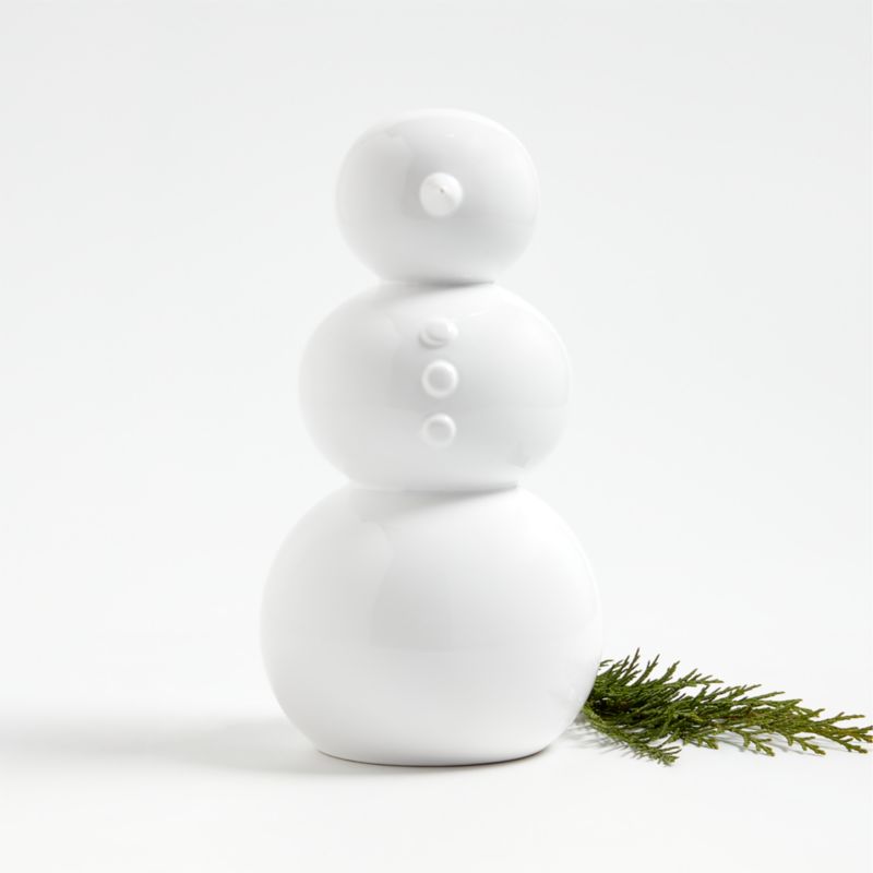 Medium White Holiday Ceramic Snowman 9.5" - image 0 of 6