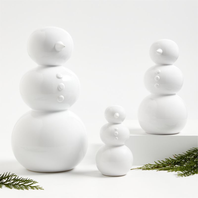 Medium White Holiday Ceramic Snowman 9.5" - image 1 of 6