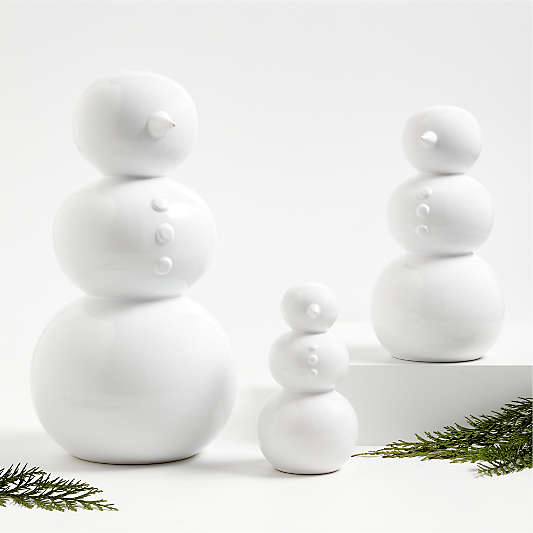 White Holiday Ceramic Snowmen