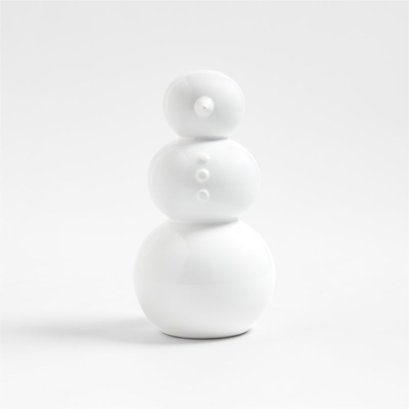 Small White Holiday Ceramic Snowman 6.5" - image 0 of 6