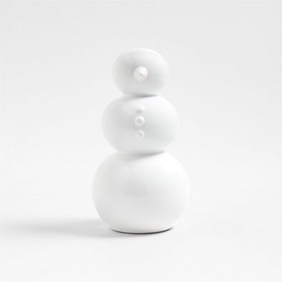 View Small White Holiday Ceramic Snowman 6.5" details