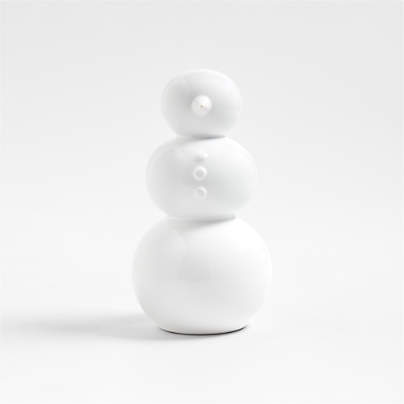 Small White Holiday Ceramic Snowman 6.5"