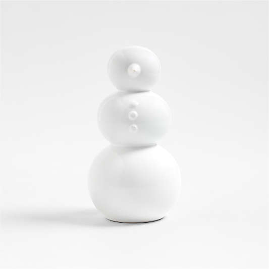 Small White Holiday Ceramic Snowman 6.5"