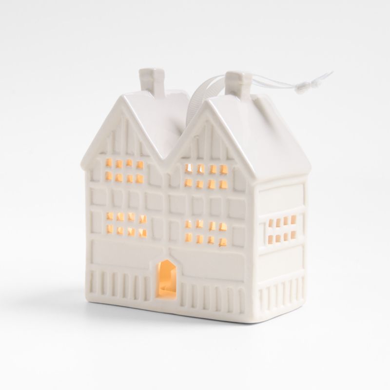 White Ceramic Storefront Christmas Ornament - image 0 of 7