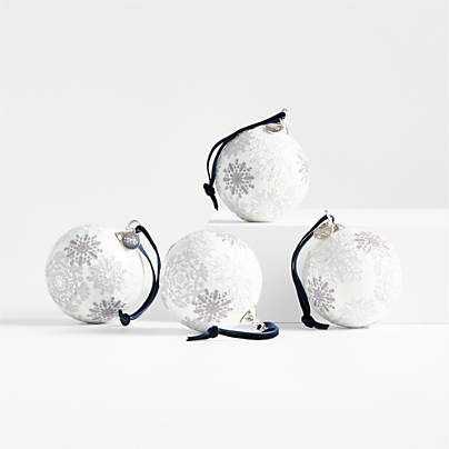 White Cloisonne Christmas Tree Ornament, Set of 4
