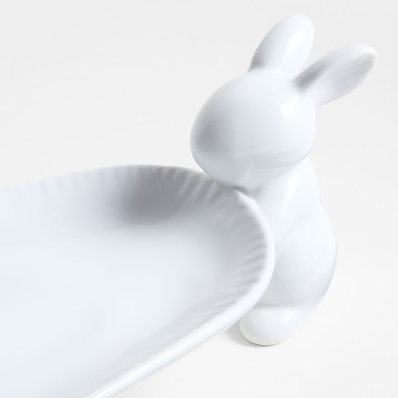 White Ceramic Bunny Platter - image 3 of 5