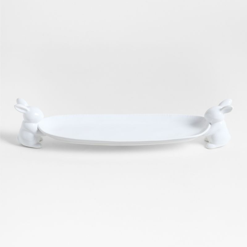 White Ceramic Bunny Platter - image 0 of 5