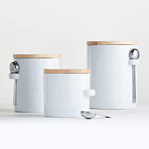 Aspen White Ceramic Canister Set + Reviews | Crate & Barrel
