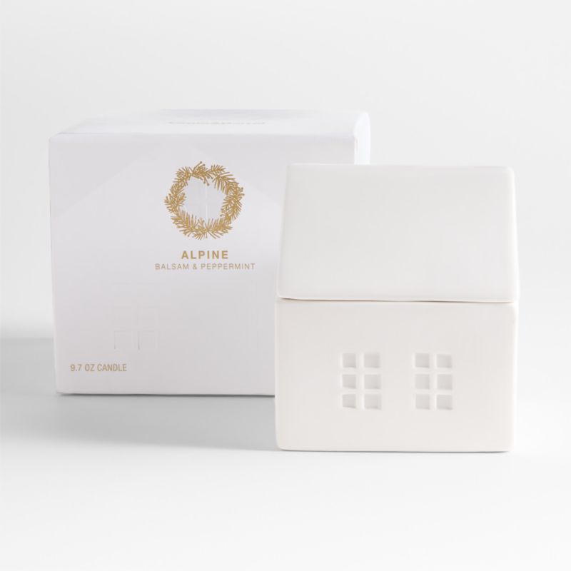 White Ceramic House 1-Wick Holiday Scented Candle - Balsam and Peppermint - image 6 of 7