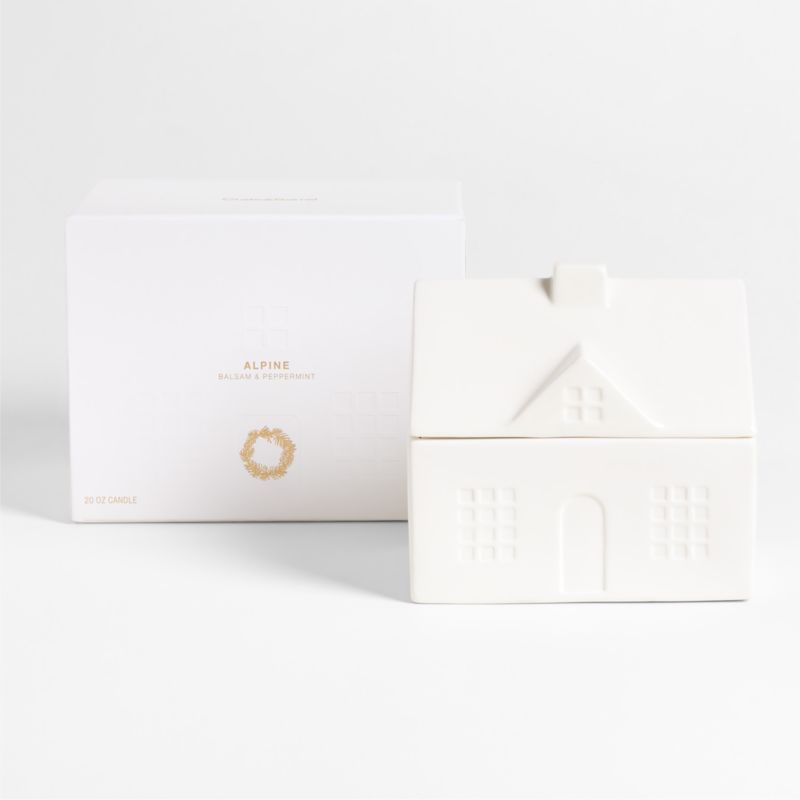 White Ceramic House 2-Wick Holiday Scented Candle - Balsam and Peppermint - image 6 of 7