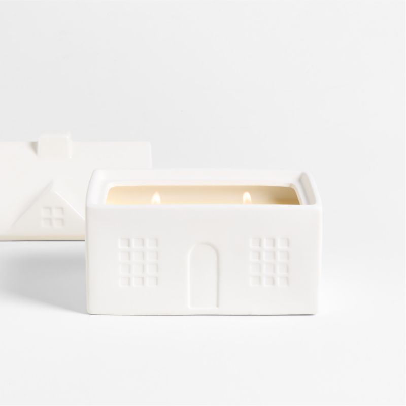 White Ceramic House 2-Wick Holiday Scented Candle - Balsam and Peppermint - image 5 of 7