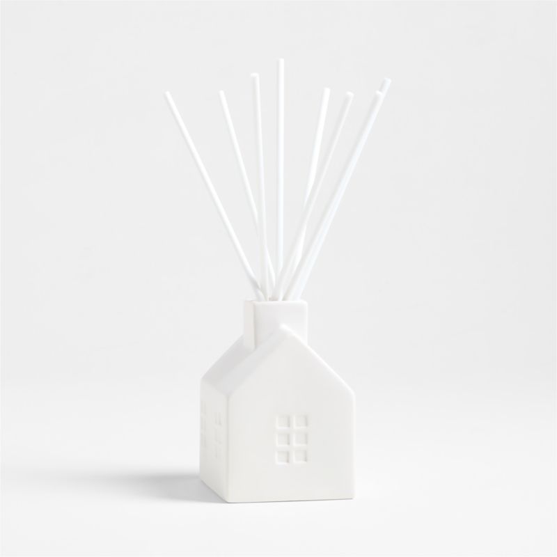 White Ceramic House Holiday Scented Reed Diffuser - Balsam and Peppermint - image 4 of 5