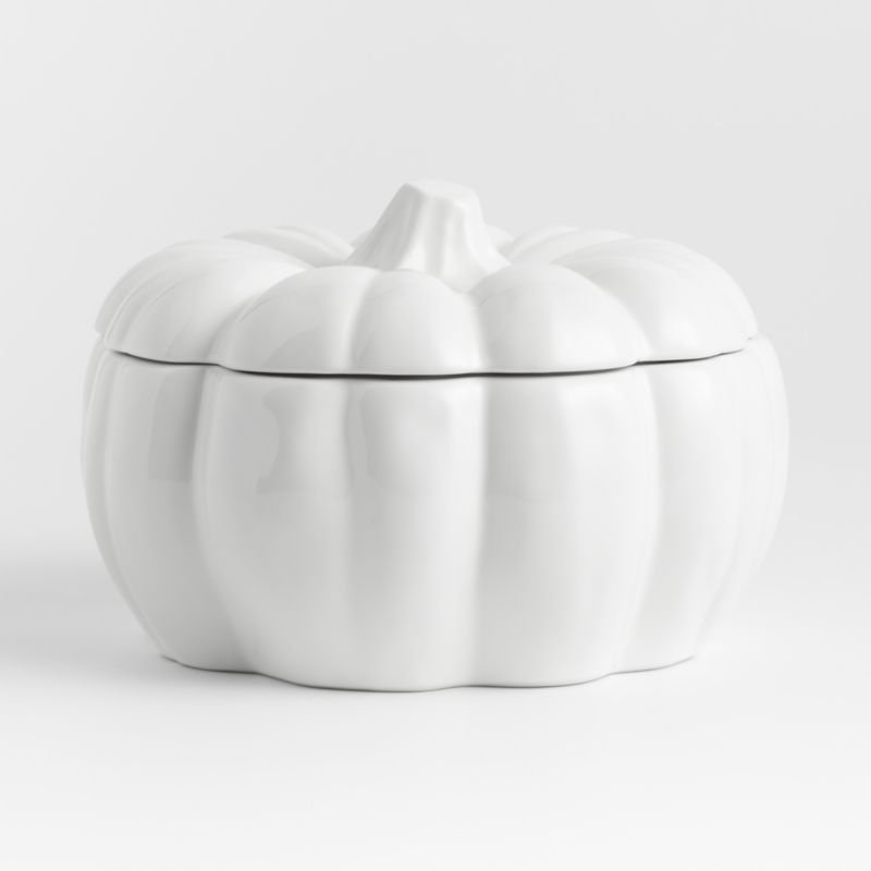 White Ceramic Pumpkin Serving Bowl Crate & Barrel