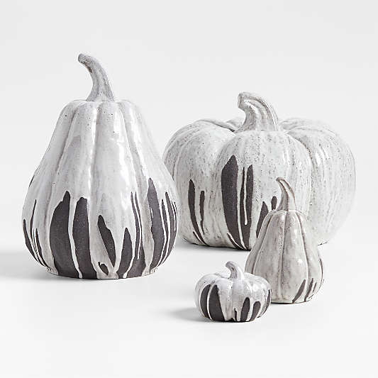 White Ceramic Drip Glazed Pumpkins