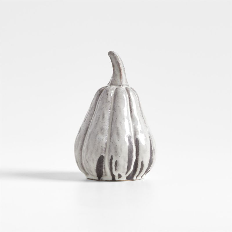 White Ceramic Drip Glazed Gourd Small - image 0 of 4