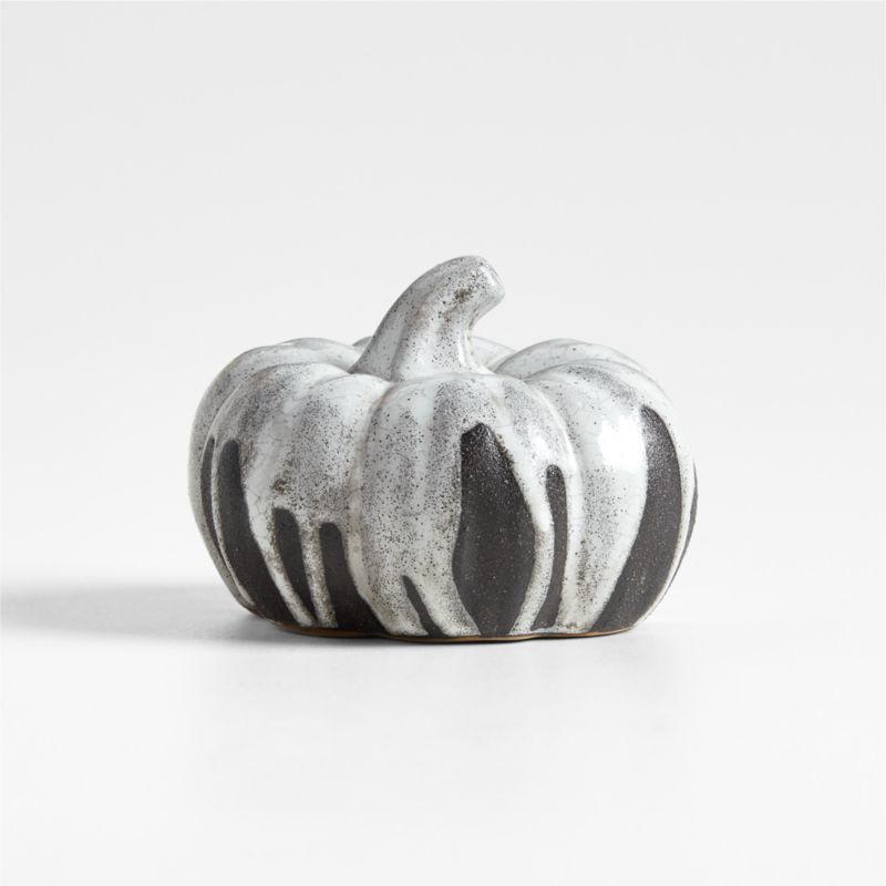 White Ceramic Drip Glazed Pumpkin Small - image 0 of 5