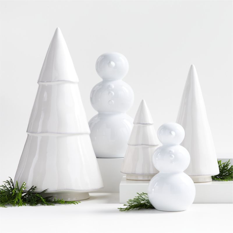 Medium White Holiday Ceramic Snowman 9.5" - image 4 of 6