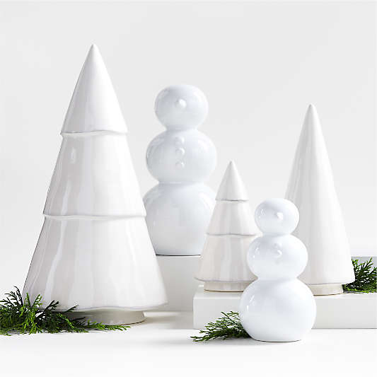 White Holiday Ceramic Snowmen