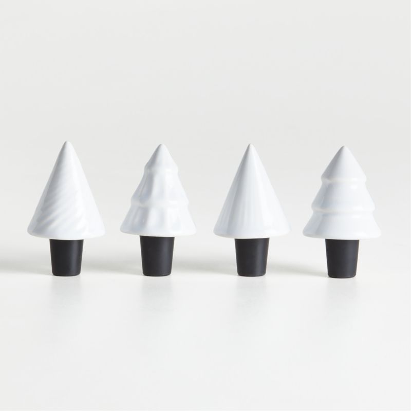 White Ceramic Tree Wine Stoppers, Set of 4 - image 0 of 2