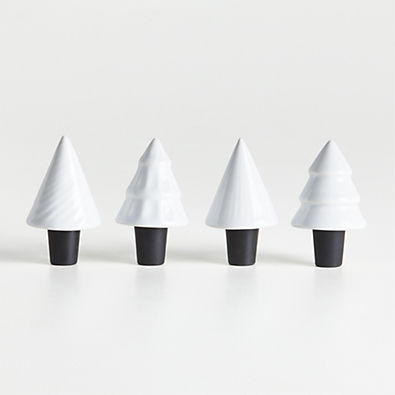 View White Ceramic Tree Wine Stoppers, Set of 4 details