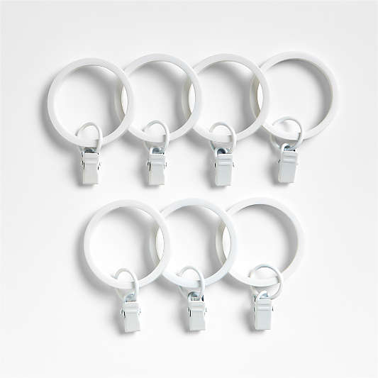 Matte White Curtain Rings, Set of 7