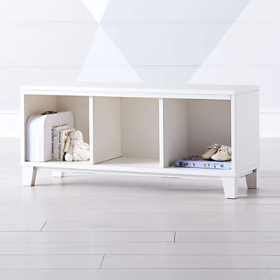District 3 Cube Warm White Stackable, White Bookcase Open Back Side