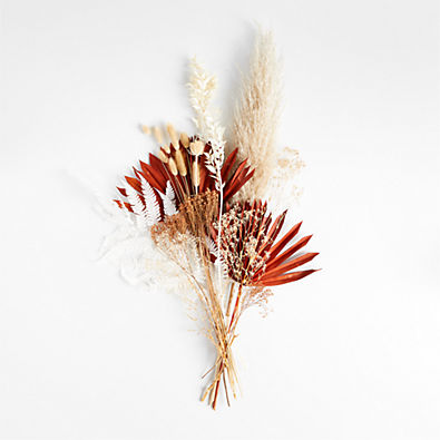 View White Fern and Rust Palm Dried Bouquet 26" details