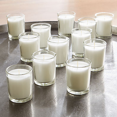 View White Glass Votive Candles, Set of 12 details