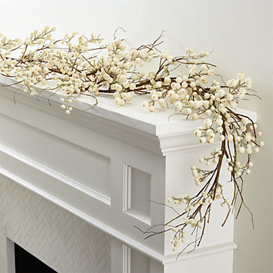 View Faux White Ilex Berry Christmas Garland 6' details